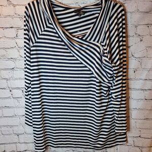 Suzanne Betro Blue/White Stripe Top, NWOT, Size 3X